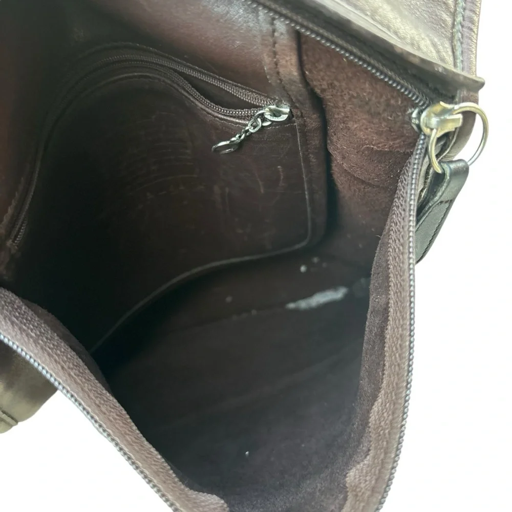 Vintage Rare COACH #9405 Slim Flat Hippie Backpack Brown Leather. - Picture 11 of 12